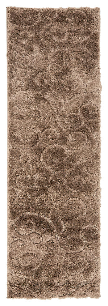 Unique Loom Brown Floral Shag2'x6'7 Runner Rug