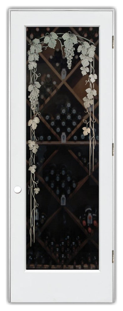 Wine Door - Vineyard Grapes Trellis - Primed - 30" x 84" - Knob on Left -...