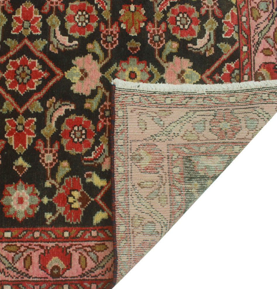 Fine Vintage Distressed Anamarie Navy/Pink Runner, 3'3x13'6