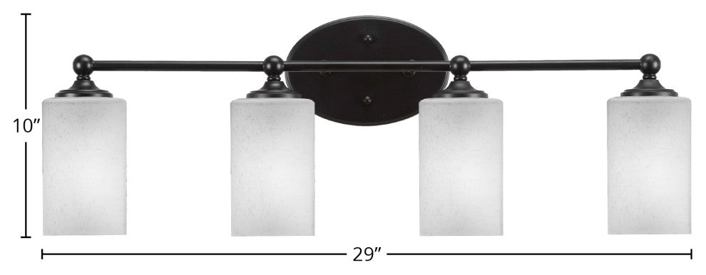 Capri 4-Light Bath Bar, Matte Black/Square White Muslin