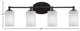 Capri 4-Light Bath Bar, Matte Black/Square White Muslin