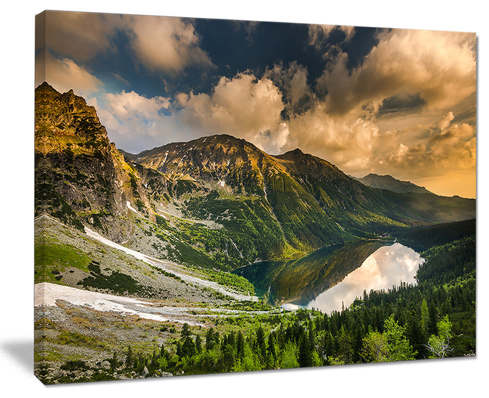 "Dramatic Sky over Alpine Lake" Canvas Print