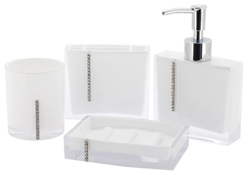 Krystal Bathware CBAK3101W Capitol 4-Piece  Bath Accessory Set, White