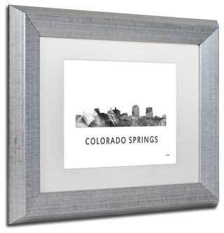 'Colorado Springs Co Skyline' Framed Art, Silver Frame, White Matte, 14x11