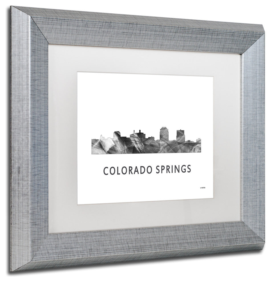 'Colorado Springs Co Skyline' Framed Art, Silver Frame, White Matte, 14x11