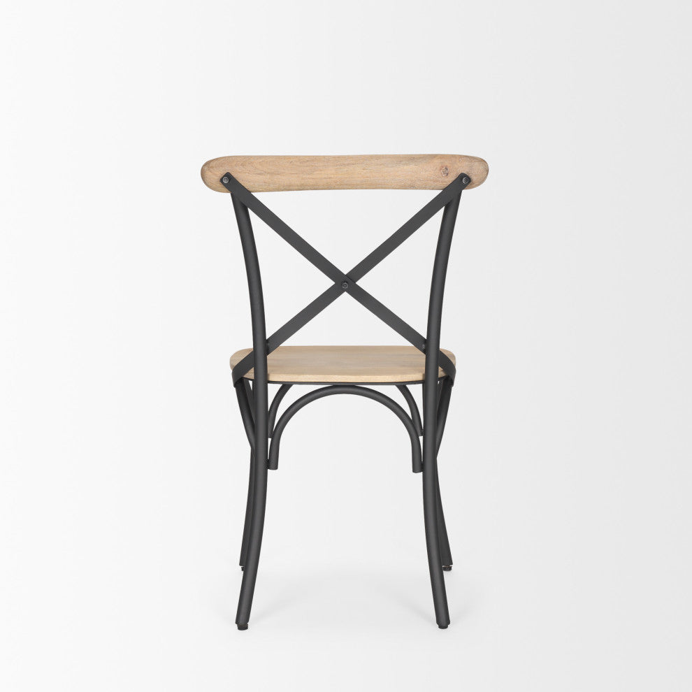 Etienne Light Brown Wood With Iron Metal Dining Chair (Set of 2)