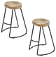 Benzara UPT-37910-2 Wood Industrial Counter Height Stool, Brown, Black
