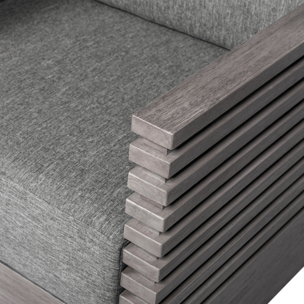 Vivid Outdoor Patio Chair, Gray Eucalyptus Wood With Gray Olefin Cushions
