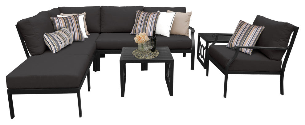 kathy ireland Madison Ave. 8 Piece Aluminum Patio Furniture Set 08m, Onyx