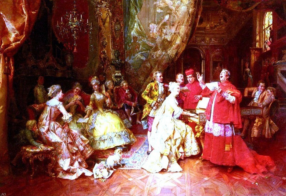 Cesare-Auguste Detti The Gala Recital, Gallery Wrapped Canvas Print, 18"x27"