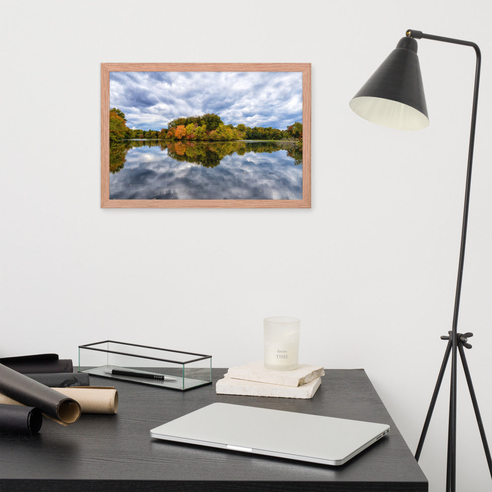 Autumn Reflections Rural Landscape Framed Photo Paper Wall Art Prints, Red Oak, 12" X 18"
