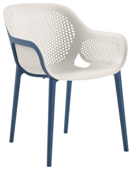 Atra Patio Dining Side Chair, Set of 2, Blue and Cool Gray