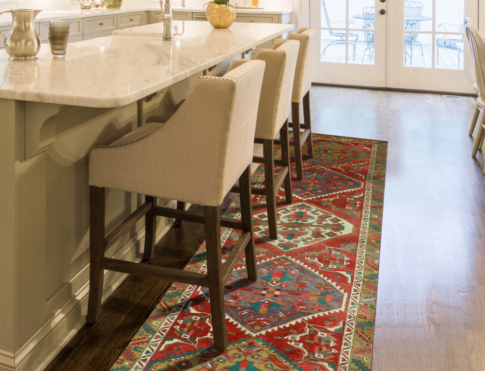 Fine Vintage Distressed Mateo Rust/Ivory Runner, 3'9x11'0