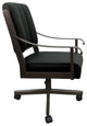 Leather Memphis Dining Caster Chair Swivel Tilt with Wheels, Black Leather on Brown