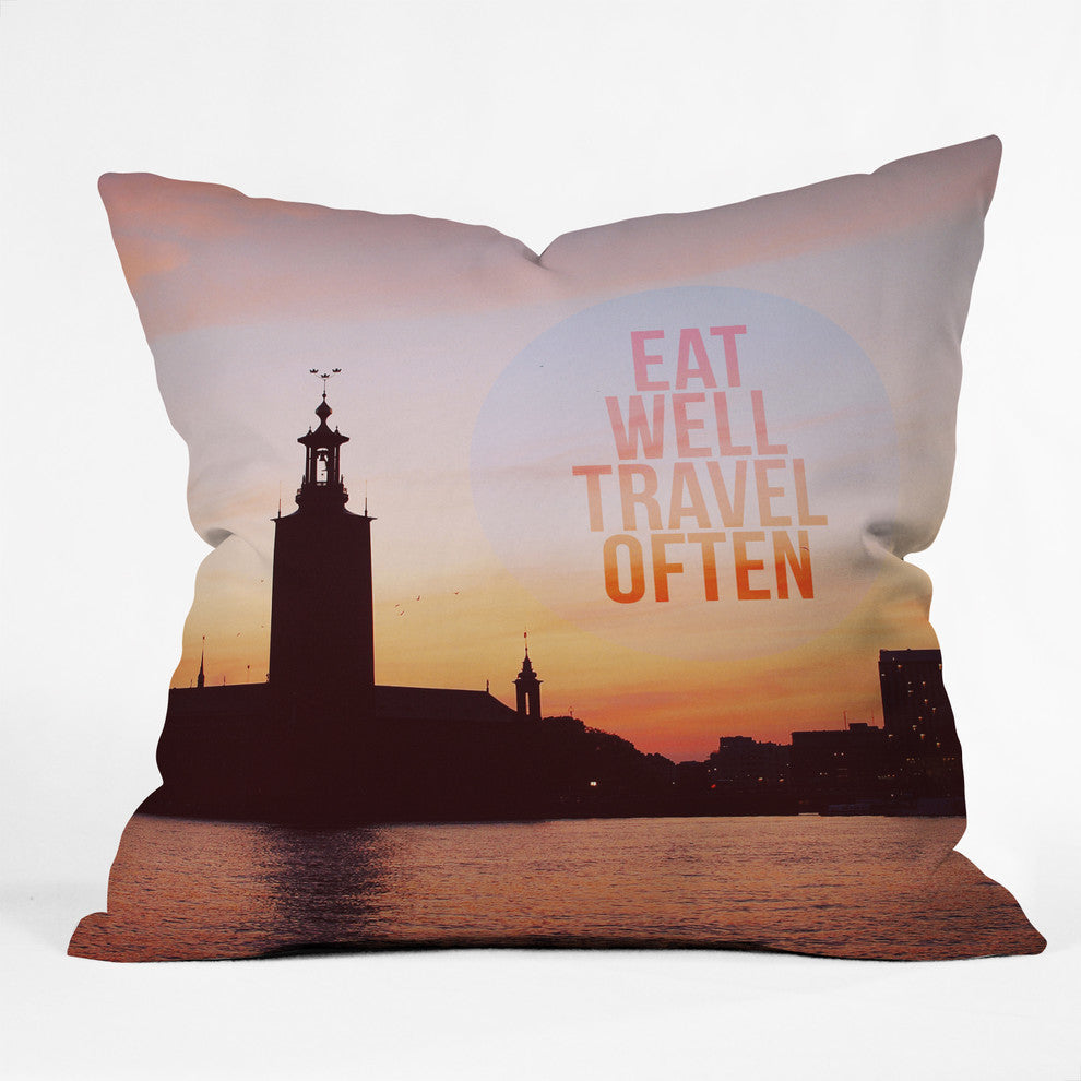 Happee Monkee Eat Well Travel Often Outdoor Throw Pillow, 26x26x7