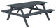 Pressure Treated Pine Picnic Table with Attached Benches, Charcoal Stain, 8 Foot, No Umbrella Hole