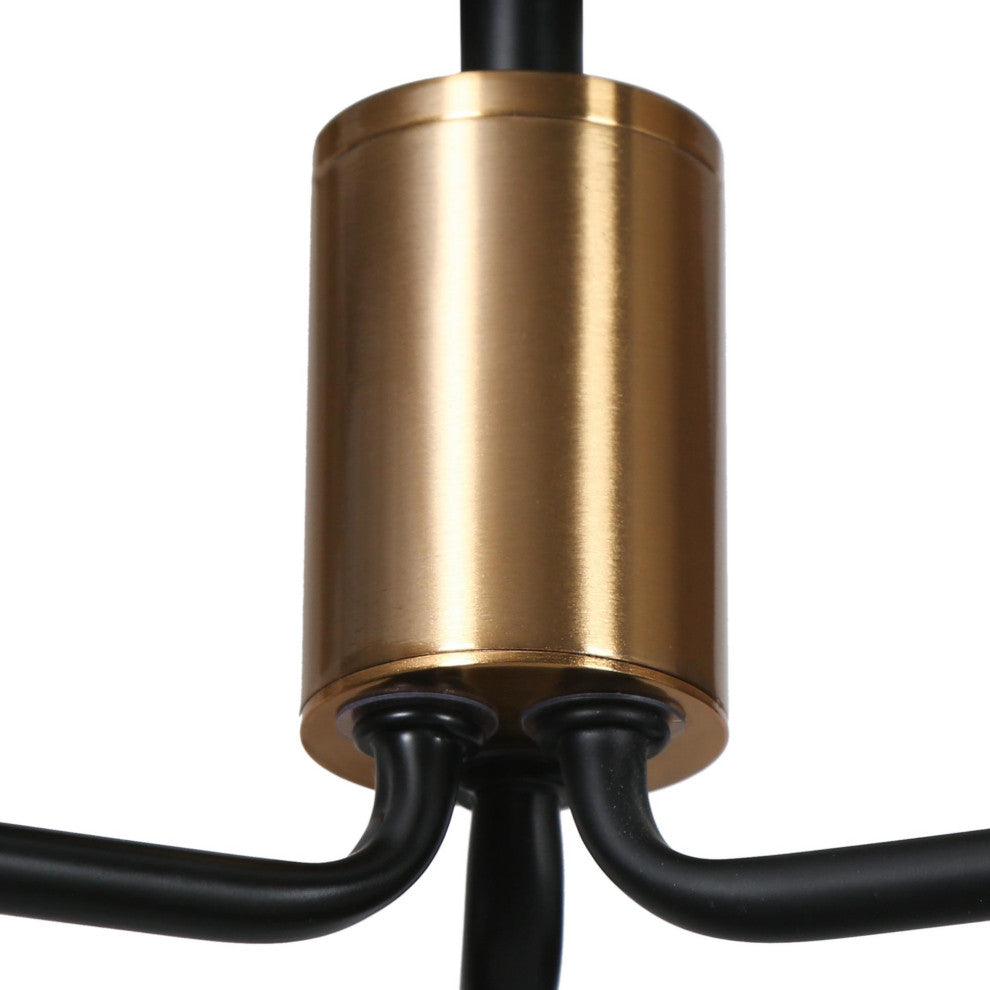 LNC 3-Light 19" Black and Polished Gold Globe Moder Semi-Flush Mount Light