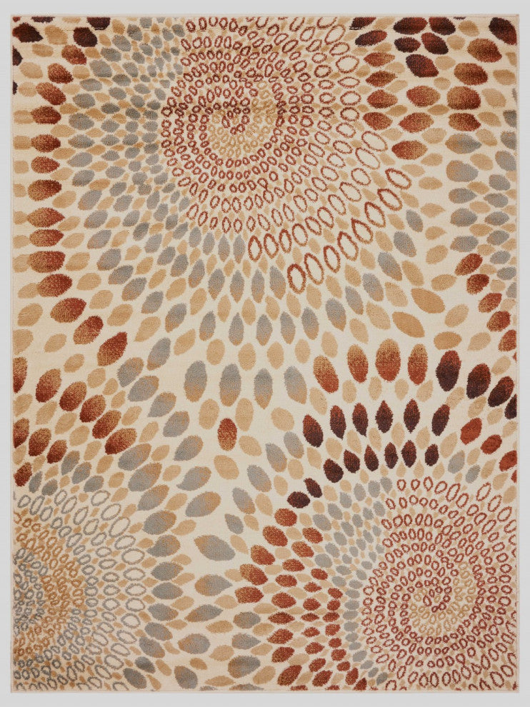5" x 7" Cream and Brown Swirls Area Rug