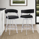 Saturn Swivel Metal and Faux Leather Bar Stool, Black, 26" Counter Height