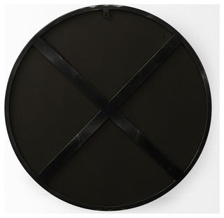 Adrianna 24.4" Black Metal Round Mirror