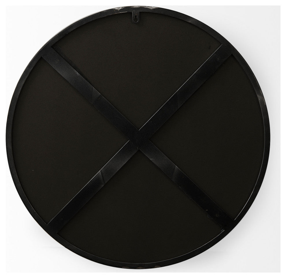 Adrianna 24.4" Black Metal Round Mirror