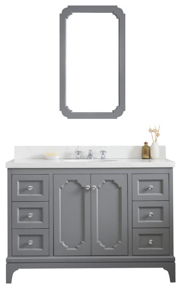 48" Wide Cashmere Gray Single Sink Quartz Carrara Bathroom Vanity