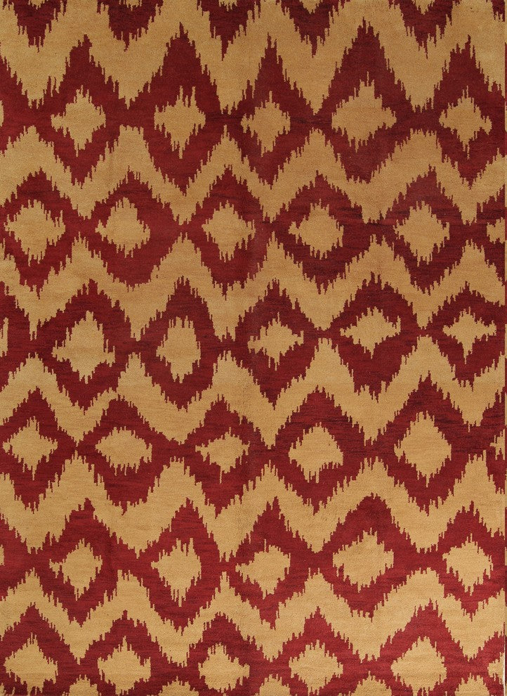 Orange Moroccan Trellis Wool Hand-Knotted Indian Oriental Area Rug 9'10"x13'7"