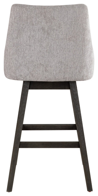 Branson Gray Solid Wood 30" Swivel Barstool, Gray Fabric, Set of 2