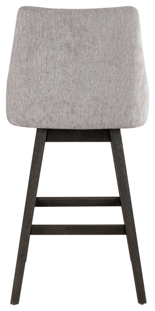 Branson Gray Solid Wood 30" Swivel Barstool, Gray Fabric, Set of 2