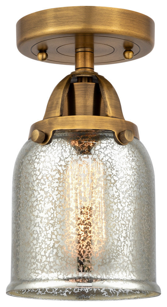 Small Bell Semi-Flush Mount, Brushed Brass, Silver Plated Mercury