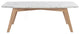 Faura 18" x 43.5" Rectangular Italian Carrara White Marble Table with Oak Legs