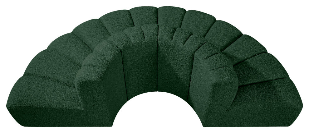 Arc Upholstered Outward Curved Modular Sectional, Green, 4-Piece: Reverse Corner (4), Boucle Fabric