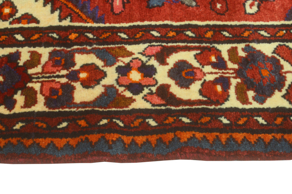 Fine Vintage Distressed Ariela Red/Ivory Runner, 3'8 x 9'10