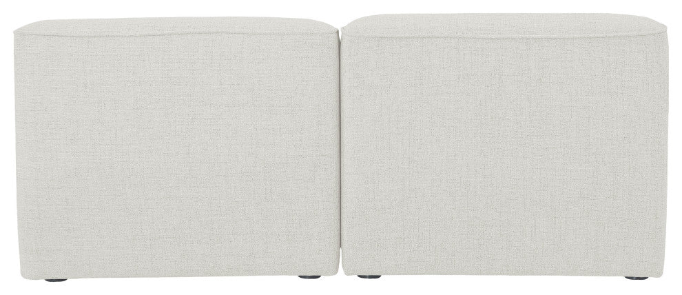 Miramar Linen Textured Fabric Upholstered 2-Piece Modular Sofa, Cream