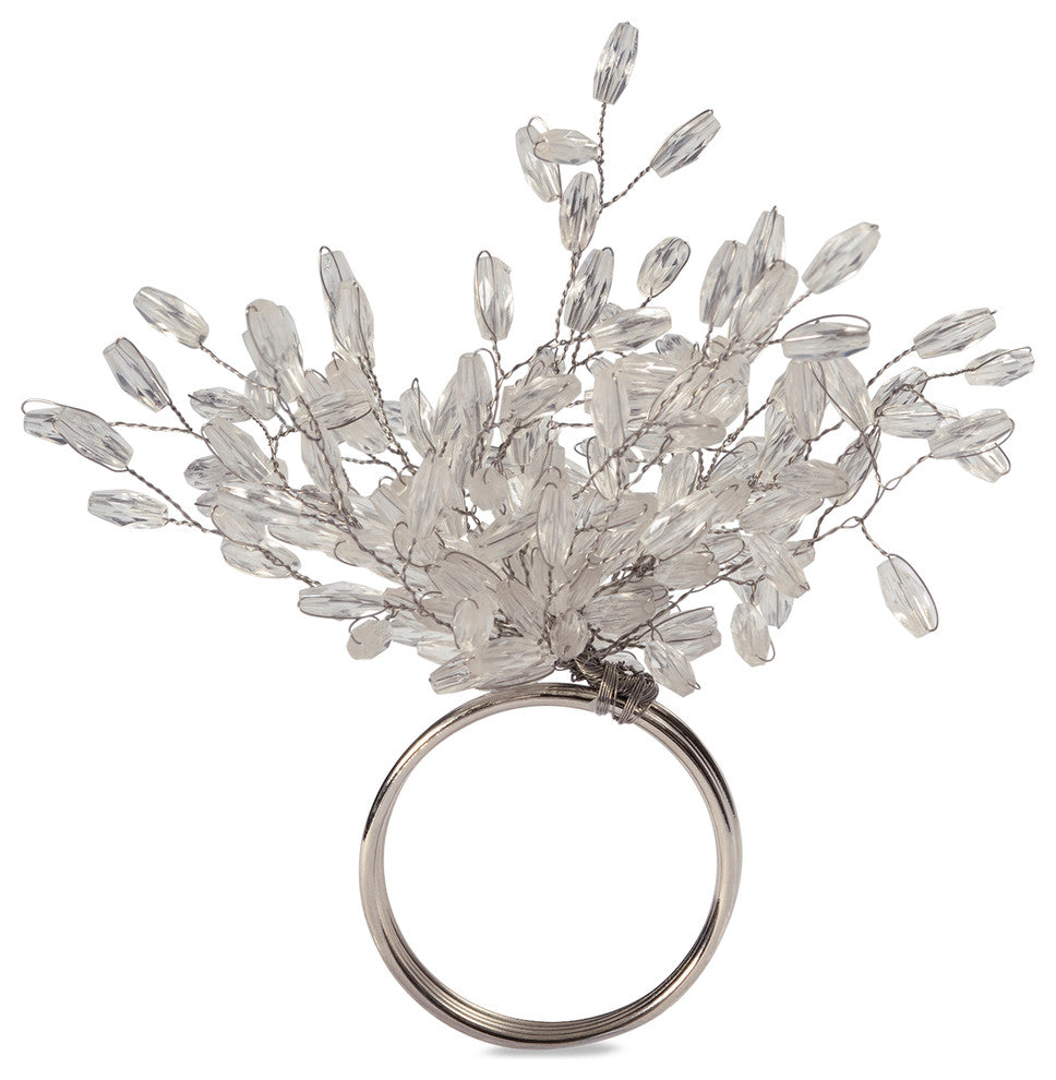 Silver Beaded Burst Napkin Ring Set/6