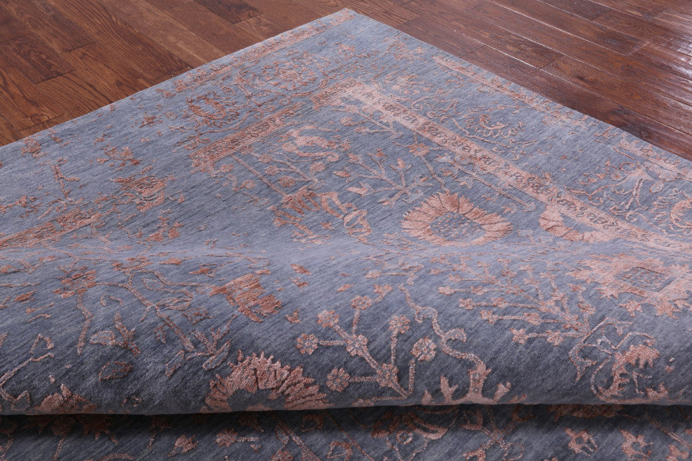 Hand-Knotted Wool and Silk Persian Rug 8' 0" X 9' 10" Q9137
