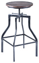 Adjustable Industrial Pine Wood Swivel Bar Stool