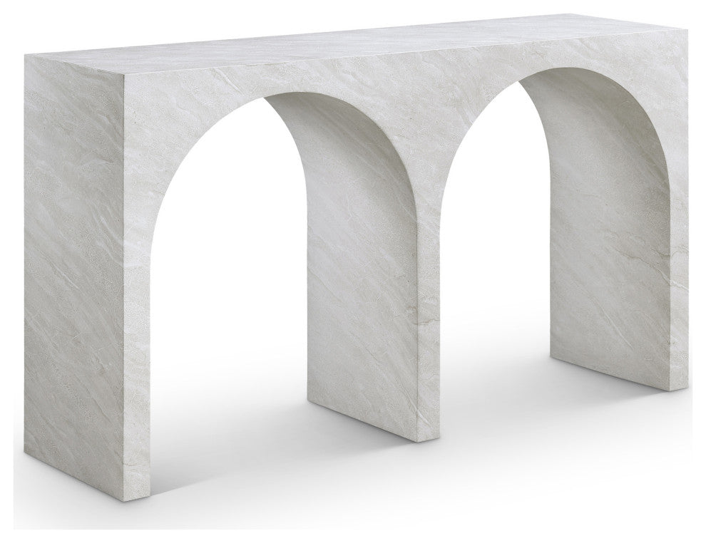 Faenza Concrete Console Table, White, Marble Finish