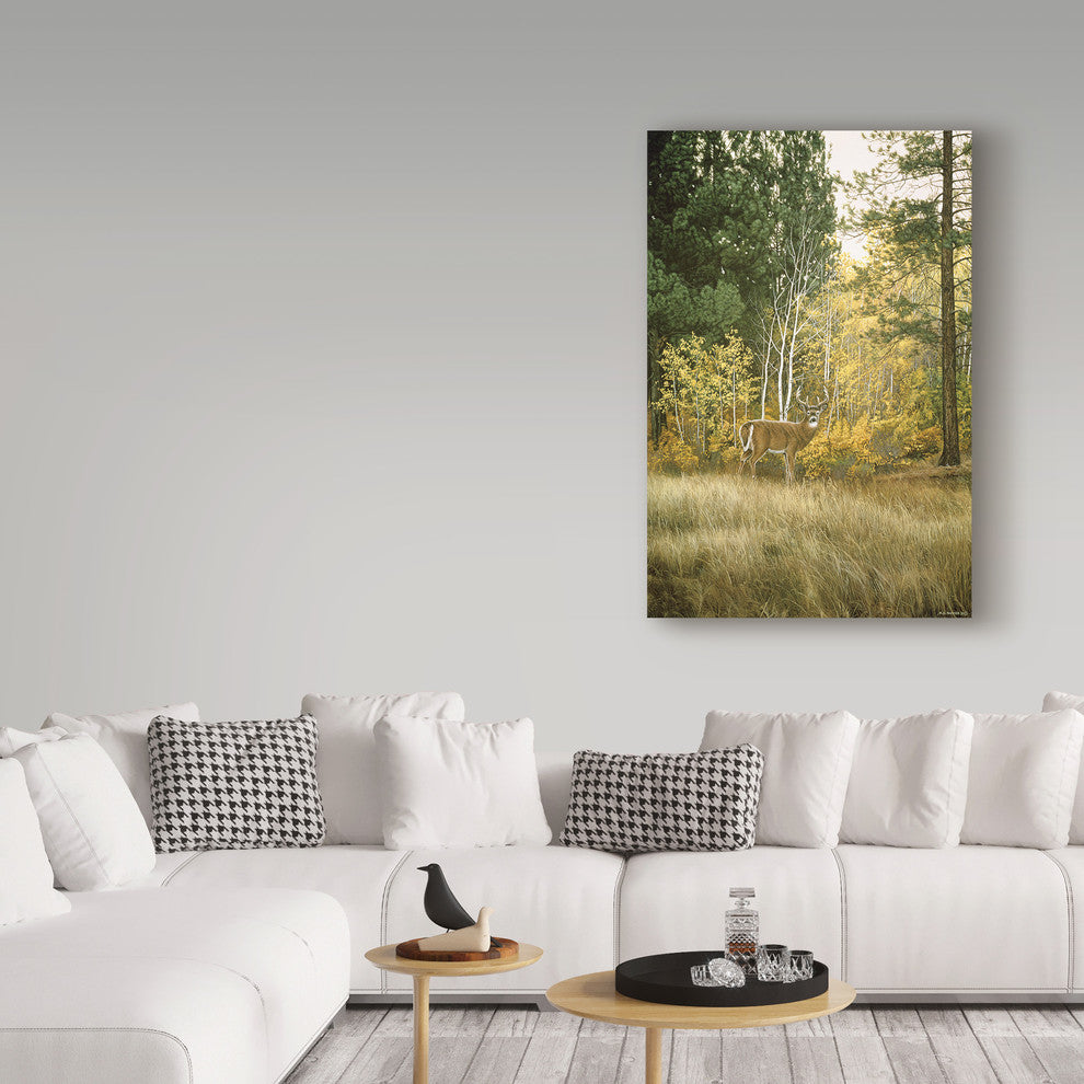 Ron Parker 'Autumn Aspen White Tailed Deer' Canvas Art, 24"x16"