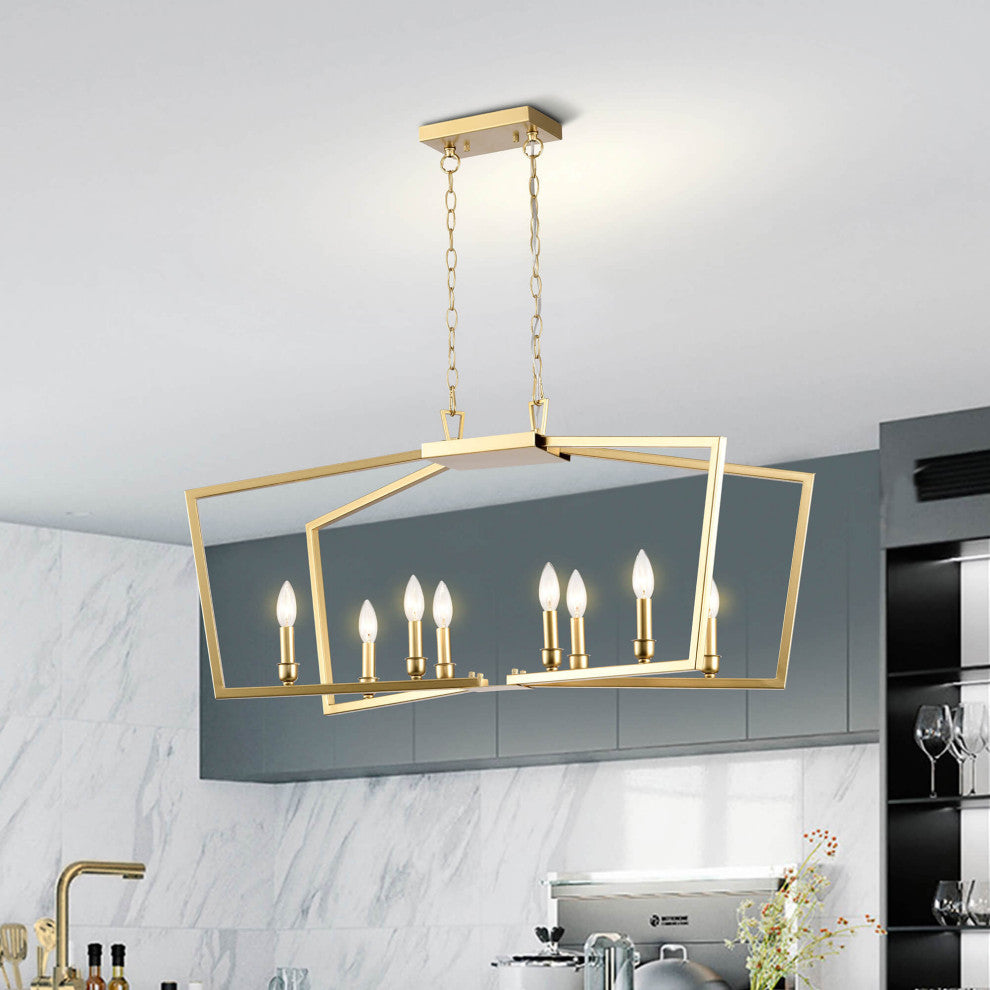 Verna 8-Light Gold Metal Frame Candle Chandelier