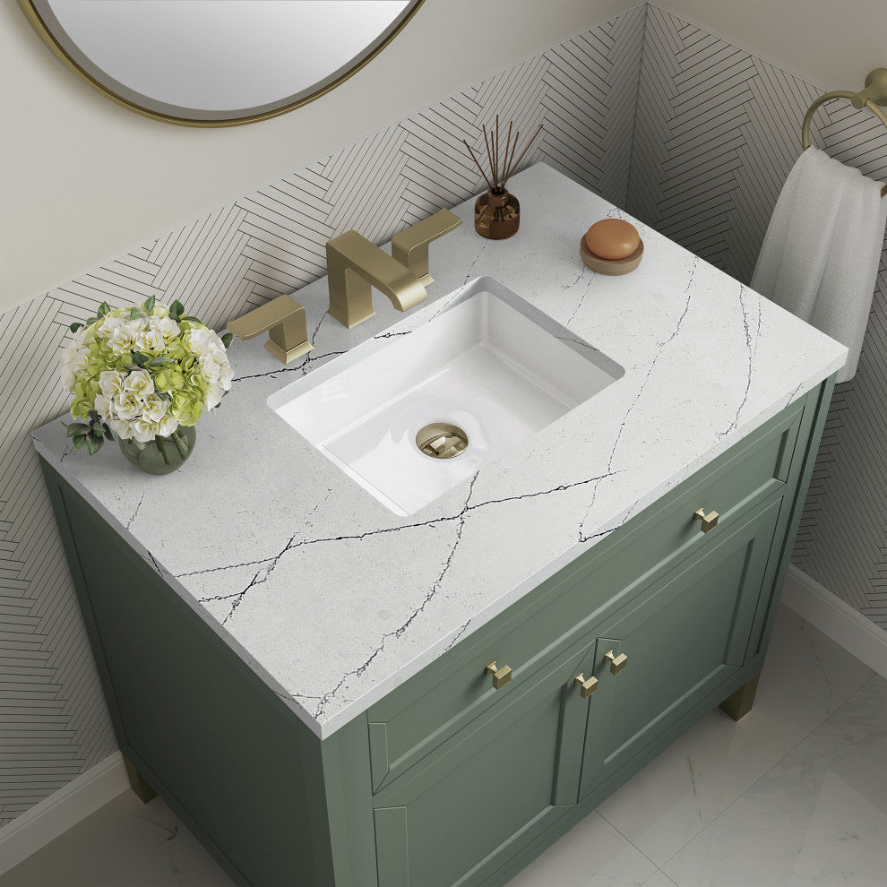 Chicago 36" Single Vanity, Smokey Celadon,  Ethereal Noctis Top