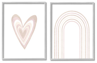 Kid's Heart Rainbow Stripped Patterns Soft Neutral Pink,16 x 20