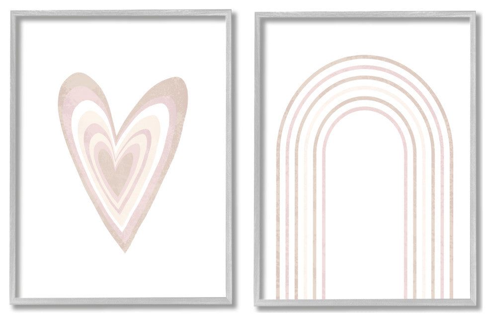 Kid's Heart Rainbow Stripped Patterns Soft Neutral Pink,16 x 20