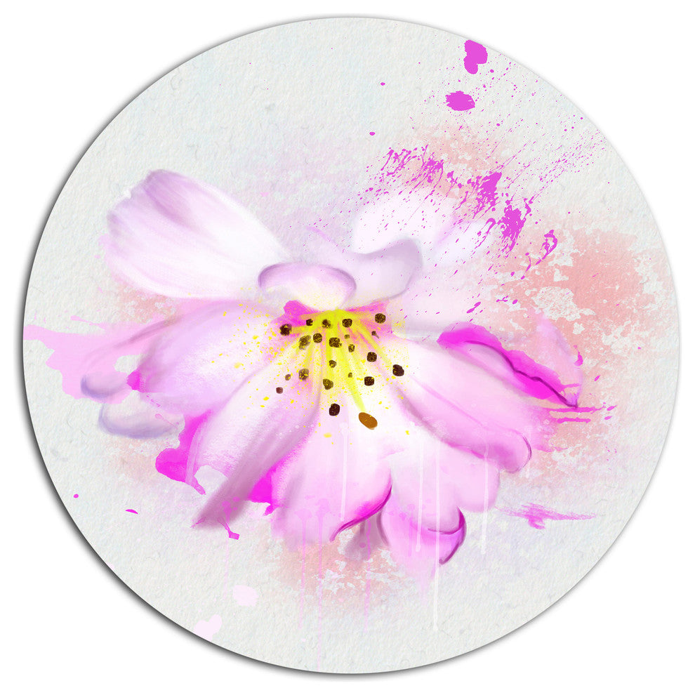 Watercolor Pink Rose Illustration, Floral Round Wall Art, 36"