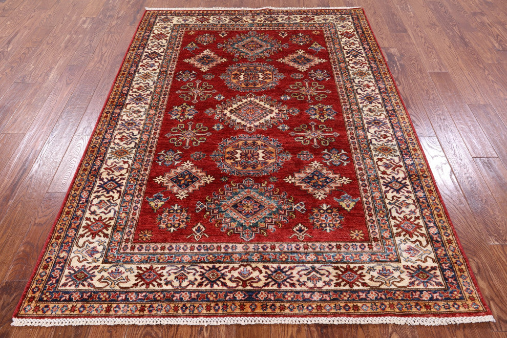 5' 7" X 7' 9" Super Kazak Geometric Handmade Wool Rug Q10254