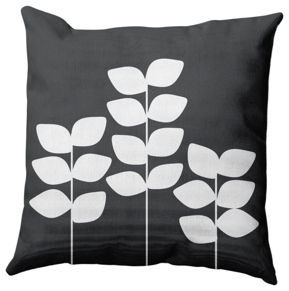 Simple Stems Decorative Throw Pillow, Gray, 16"x16"