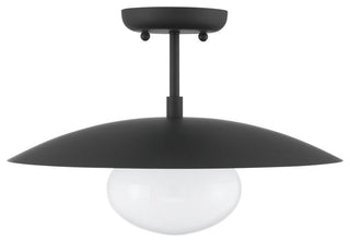 Declan Modern Disc Matte Black 16" Semi-Flush Mount Ceiling Light