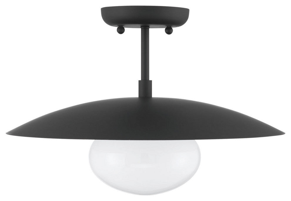 Declan Modern Disc Matte Black 16" Semi-Flush Mount Ceiling Light