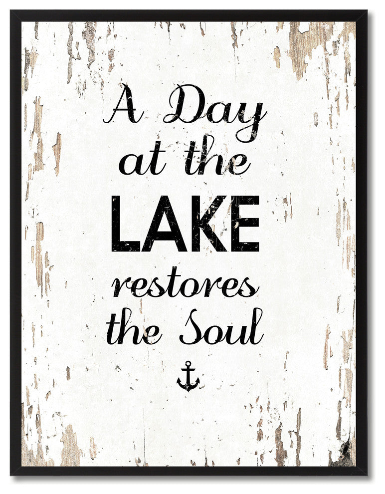 At The Lake Restores The Soul Inspirational, Canvas, Picture Frame, 28"X37"