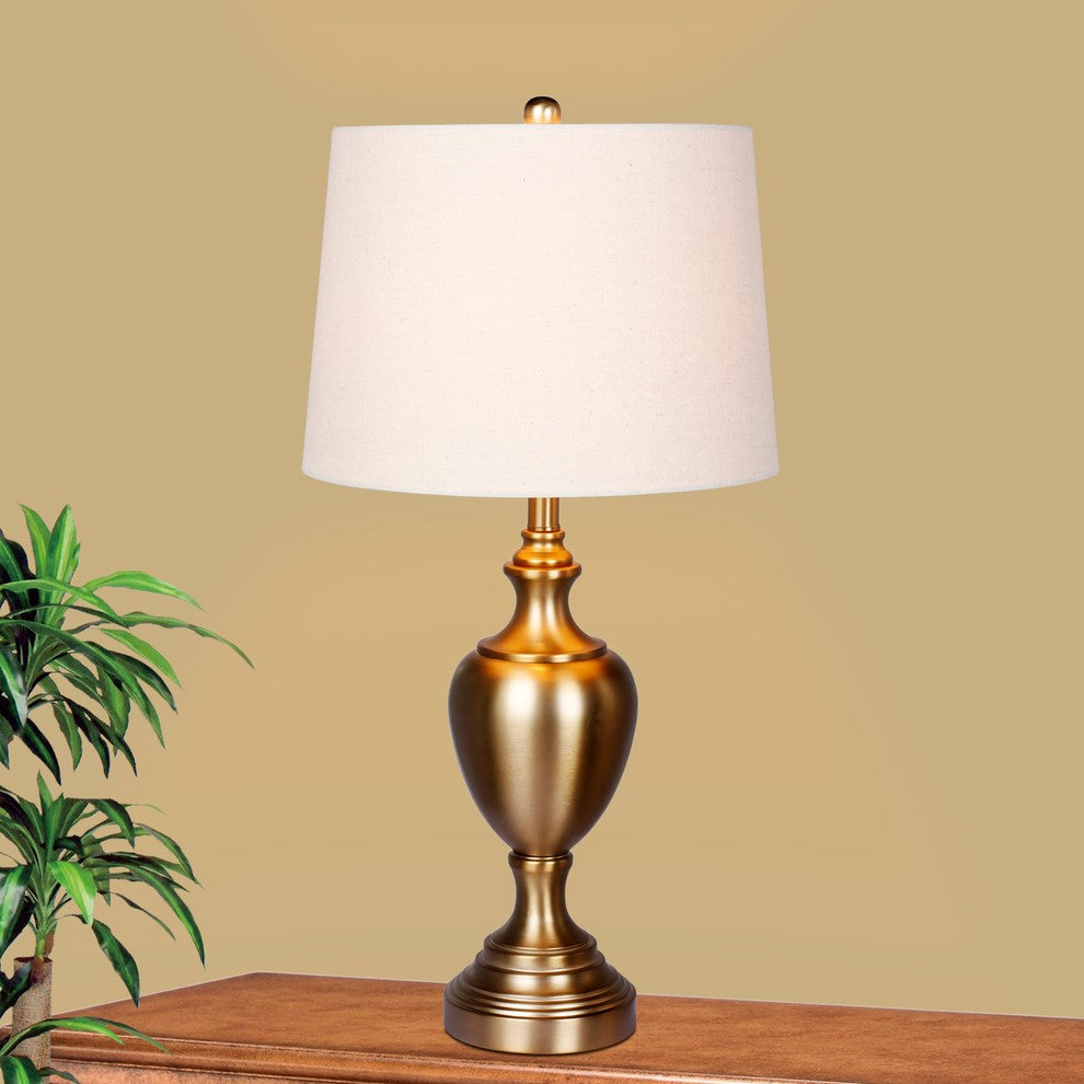 Urn Metal Table Lamps, Plated Antique Gold, 30"